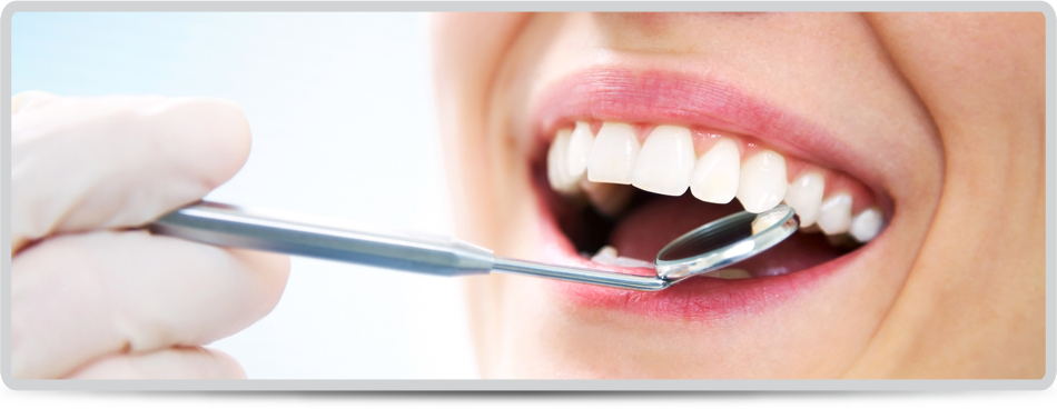 Close-up of young female having her teeth examined